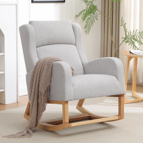 Harriet Bee 27.3" Wide Rocking Chair with Solid Wood Leg and Footrest & Reviews | Wayfair