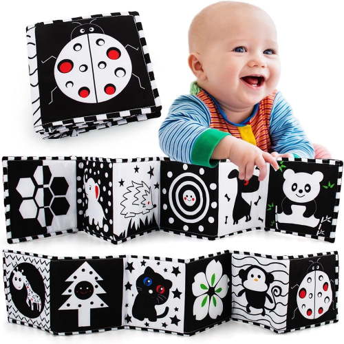 AMERTEER Black and White High Contrast Sensory Baby Toys Baby Soft Book for Early Education   Infant Tummy Time Toys  Three-Dimensional Can Be Bitten and Tear Not Rotten Paper 0-3 Years N