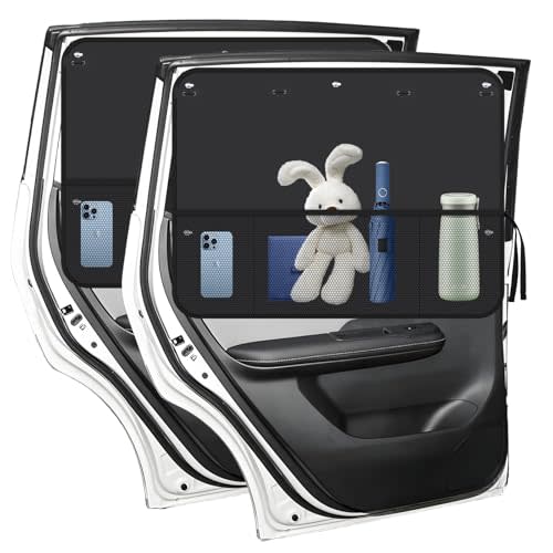 2PCS 27.24x19.69 Rear Car Window Shades for Baby,7PCS Suction Cups Car Sun Shade Side Window with Storage Bag Design for Blocking Sunlight & Organizing Items,Foldable Blackout Shades