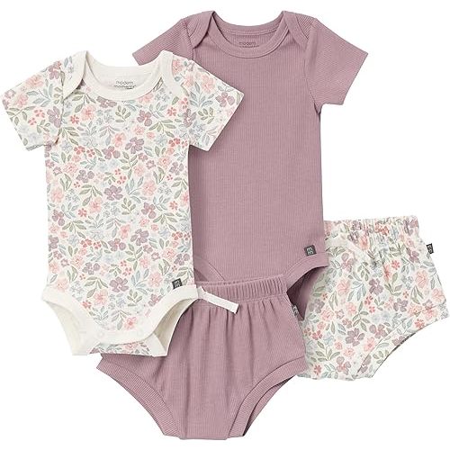 Modern Moments by Gerber Unisex Baby 4-pack Short-sleeve Bodysuits & Shortie Set