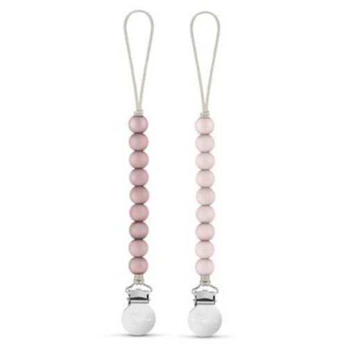 Bleu La La Beaded Pacifier Clip Holder for Baby Boys and Girls - Mauve + Ballet Slippers, 2 Pack