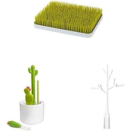 Boon Baby Bottle Drying Rack Bundle - Countertop Rack, Cleaning Brushes, and Drying Rack Accessory