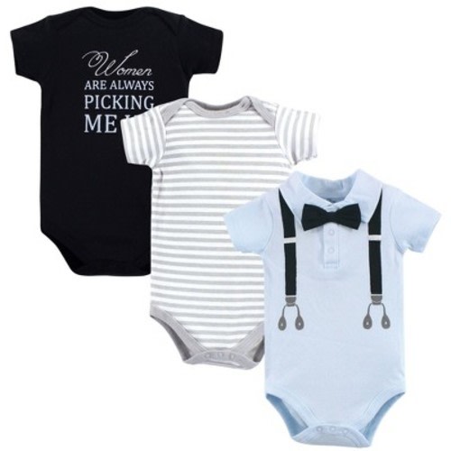 Little Treasure Baby Boy Cotton Bodysuits 3pk, Ladies Man, 3-6 Months