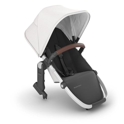 UPPAbaby RumbleSeat V2+ Second Lower Seat/Compatible with Vista V2 and Vista V3 / Adapters, Bumper Bar, Bug Shield Included/Bryce (White Marl/Silver Frame/Chestnut Leather)