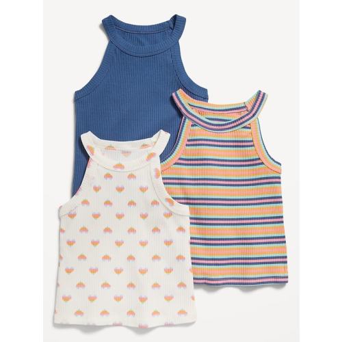 3-Pack Fitted Halter Tank Tops for Toddler Girls