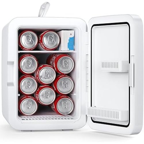 Antarctic Star Compact Mini Fridge, 10L Portable Small Refrigerator, 2.6 Gal Mini Fridge with AC/DC Adapters, Small Cosmetics Cooler for Beverage, Food, Makeup, Bedroom, Office, Dorm, White