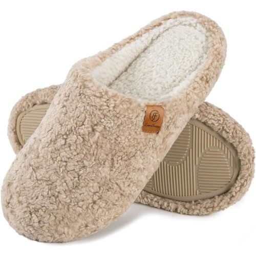 EverFoams Women's Fuzzy Slip-on Slippers Soft Comfy Memory Foam Indoor House Shoes