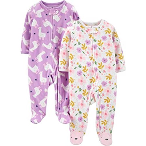Simple Joys by Carter's Baby Girls' Fleece Footed Sleep and Play, Pack of 2