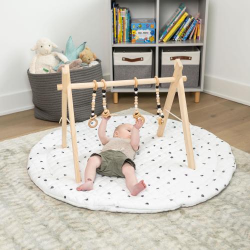 Non Toxic Wood Baby Play Gym Montessori Baby Toys Baby Shower Gift Wooden Toy Sensory Hanging Toy Baby Boy Gift Newborn Girl Gift Set Black