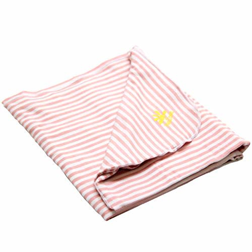 Nozone Baby Blanket, Sun Protective, Soft Rayon from Bamboo, UPF 50+ in Mellow Rose/White Stripe