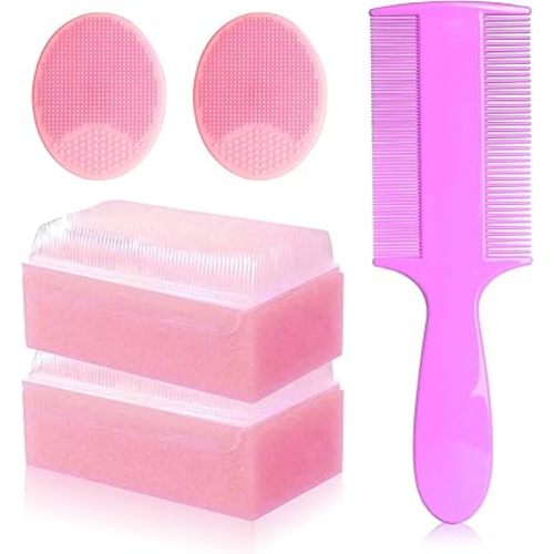 Cradle Cap Brush for Babies, 5Pcs Cradle Cap Treatment Set with Soft Bristle Brushes Silicone Scrubber Long Comb for Newborn Bathing Essentials Baby Brush and Comb Set (Pink)