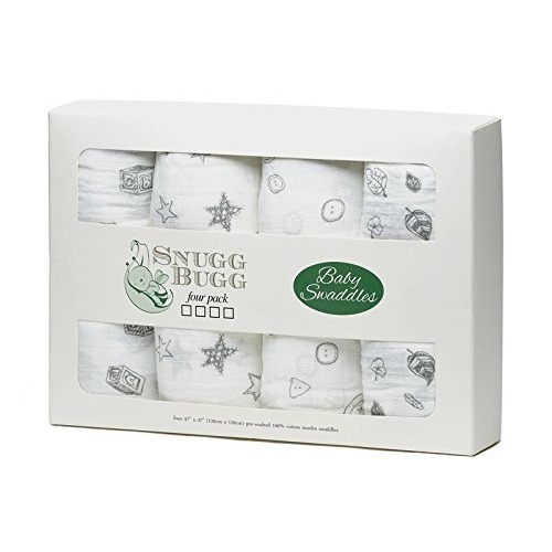 4-in-1 Cotton Muslin Receiving Blankets (4 Pack). This Swaddle Is A Soft Unisex Baby Blanket With Timeless Neutral Patterns. Free e-Book, How To Bond With Your Baby, $15 Value