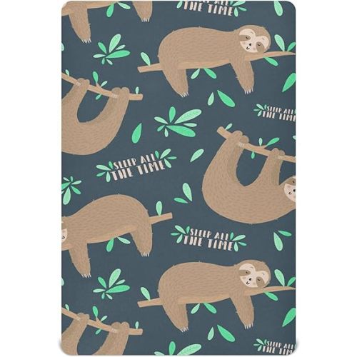 Sloths Sleep Crib Sheets Soft Breathable Fitted Baby Crib Sheets Mattress Cover for Girl Boys, 52" x 28" x 9"