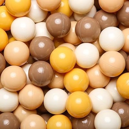GOGOSO Brown Ball Pit Balls for Toddlers- Plastic Balls for Kids -Ball Pit Play Tent, Baby Pool Water Toys, Kiddie Pool, Party Decoration, Photo Props, Creamy Brown+Yellow+Milktea Colors