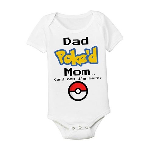 Dad Poked Mom Funny Baby Bodysuit Nerd Parent Shower Gift Shirt Nerdy Infant POKED (3-6 Short Sleeve Onesie)