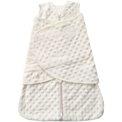 HALO Sleepsack Swaddle, 3-Way Adjustable Wearable Blanket, TOG 3.0, Velboa Plush Dots, Cream, Newborn, 0-3 Months