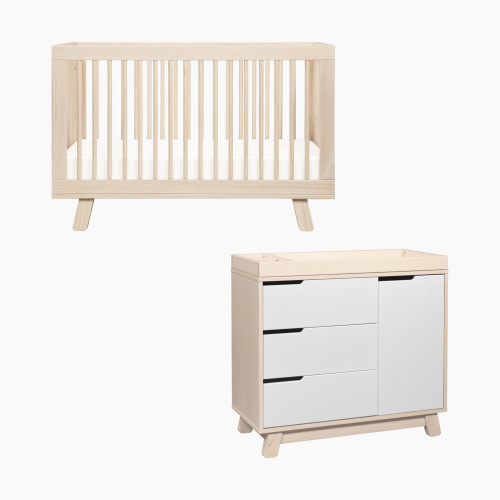 babyletto Hudson Crib & Hudson Dresser Bundle - Natural Crib And Natural/White Dresser