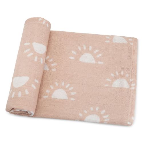 Muslin Swaddle Blankets Neutral Receiving Blanket For Boys And Girls By Comfy Cubs, Pack of 1 - Blush Sun