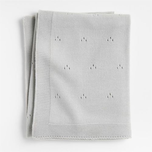Pointelle Knit Cool Grey Baby Blanket