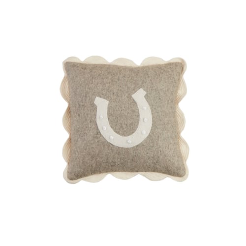 Horseshoe Felted Mini Pillow with Ric-Rac Trim | Mud Pie