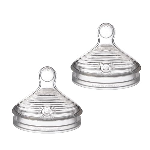NUK Simply Natural Baby Bottle Nipples - Slow Flow, Silicone, Extra Soft, Anti-Colic Air System, BPA-Free, Pack of 2
