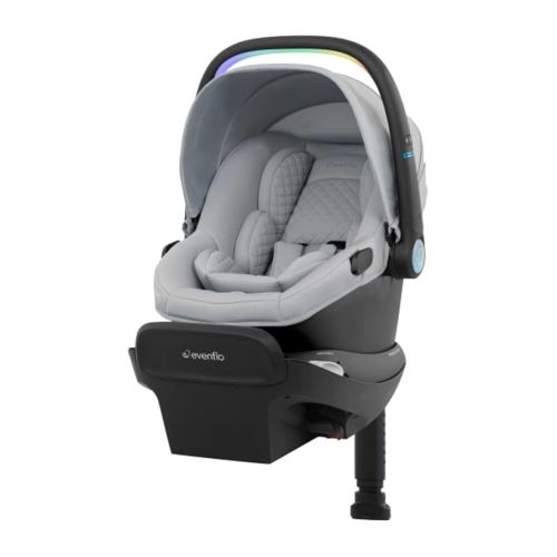Evenflo Revolve180 LiteMax NXT Rotating Rear-Facing Lightweight Preemie and Infant Car Seat 3-30lbs with SensorySoothe & Accessory Load Leg. Easy Install with Base (Quartz)