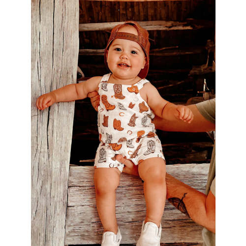 Muslin Overall Shortie, Cowboy Boots