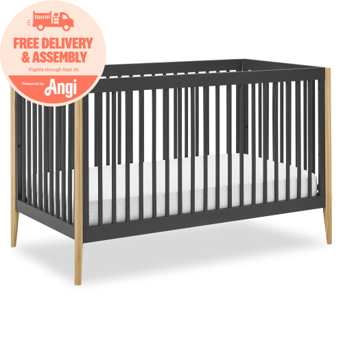 Delta Children Casey 6-in-1 Convertible Baby Crib, Charcoal Grey