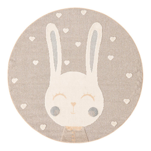 Unique Loom Heart Bunny Whimsy Kids Rug & Reviews | Wayfair- Round 7’1
