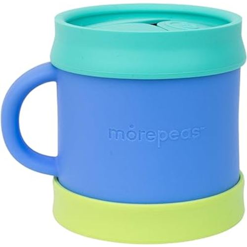 6-Way Snack Cup | Reversible Lid & Suction Base | Snack Catcher | Dishwasher, Microwave, Freezer Safe | BPA Free Silicone Bowl | Blueberry