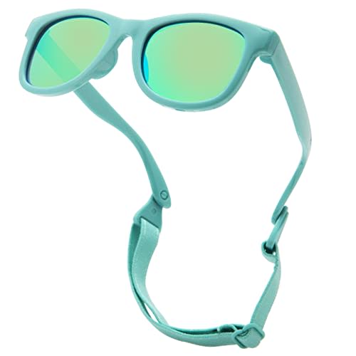 COASION Bendable Flexible Polarized Baby Sunglasses, C3* Green/Bluish-Green Mirror