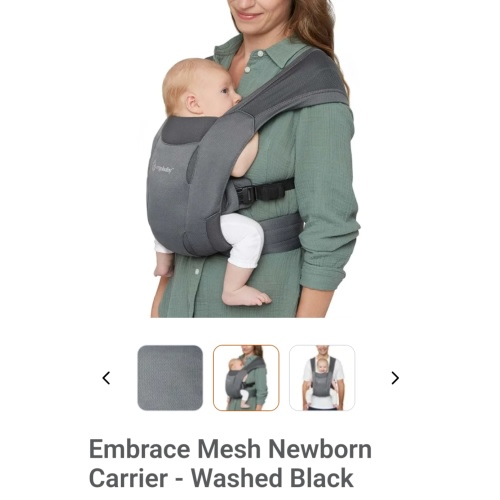 Embrace Newborn Carrier - Mesh Washed Black