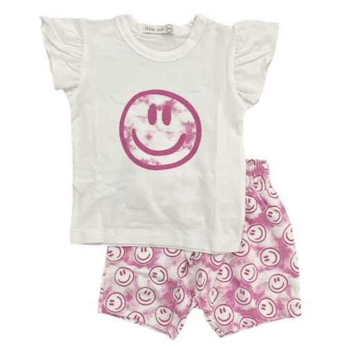 Little Mish Hot Pink TD Smiley Short Set - Precious Cargo