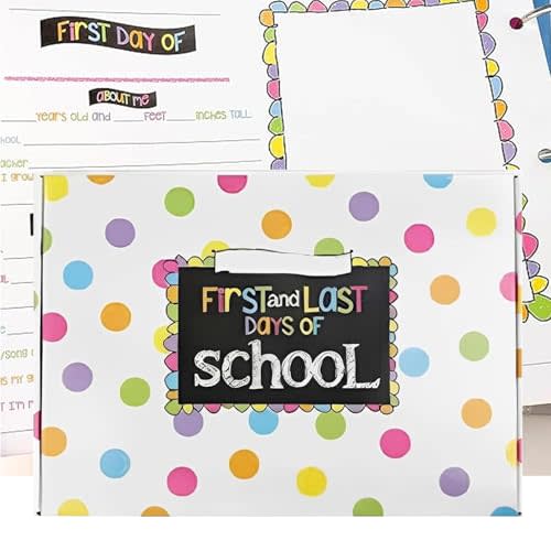 First & Last Day of School Memory Book - Kids School Keepsake Album, Class Keeper Photo Organizer, PreK-12 Scrapbook (Girls)