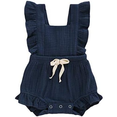 YOUNGER TREE Toddler Baby Girl Ruffled Sleeveless Romper Casual Summer Jumpsuit Cotton Linen Clothes