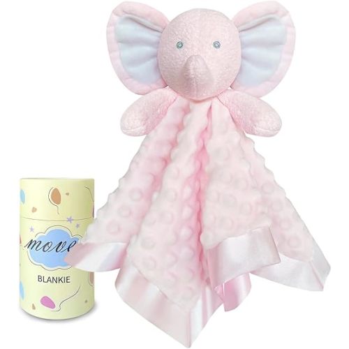 Loveys for Babies, Soft Baby Security Blanket Lovies for Babies, Stuffed Animals Blankie for Newborn Infant with Baby Snuggle Toy, Gilrs Gifts Pink Elephant Security Blanket 16 Inch
