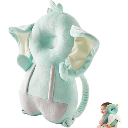 Baby Walker Head Protector Backpack, Toddler Adjustable Head Protection, Safety Pad Backpack for 5-24 Months Learning Walking Crawling, Big Eared Elephant