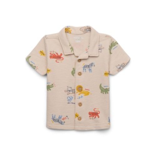 Garanimals Baby Boys' Print Button Front Knit Cabana Shirt, Sizes 0M-24M