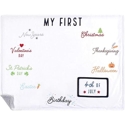 Hudson Baby Unisex Baby Plush Holiday and Milestone Blanket, Holiday, One Size