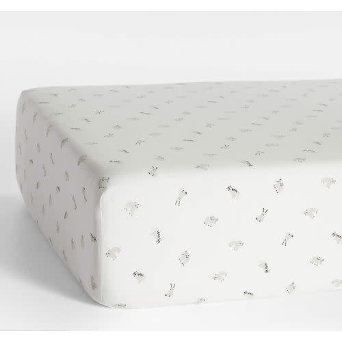 Baby's First Natural Animal Organic Cotton Heathered Jersey Baby Crib Fitted Sheet