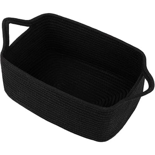 OIAHOMY Woven Basket, Gift Basket Empty with Gift Bags and Ribbons, Rope Baskets for Baby Showers, Storage Baskets with Handles for Nursery, Pet Toy Organizer- Black