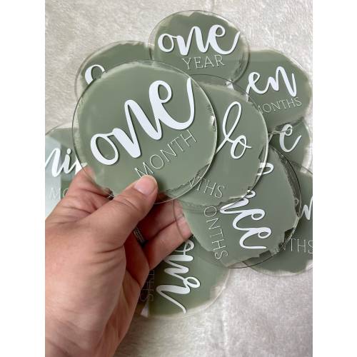 Acrylic Baby Monthly Milestone Set, Painted Acrylic Baby Gifts, Baby Monthly Milestone Discs, Acrylic Monthly Markers, Newborn Photo Props