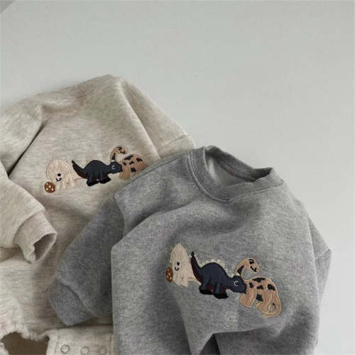 Dinosaur Embroidery Sweater Bodysuit Romper – August + Willow