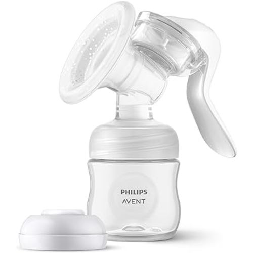Philips Avent Manual Breast Pump - Easy Pumping with Natural Motion Technology - Transparent, SCF430/03