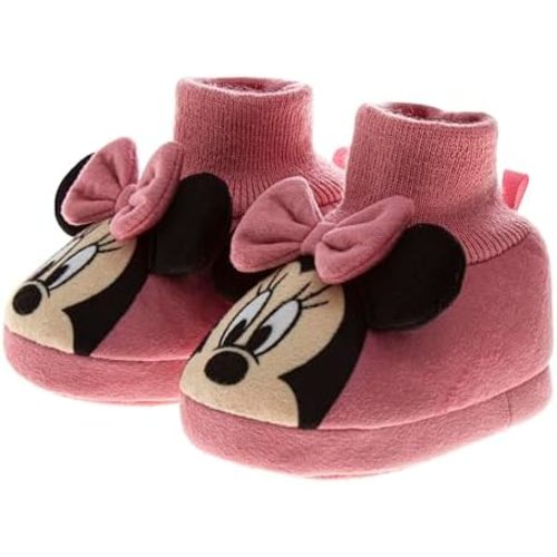 Disney Baby Booties Girls Boys Infant Shoes - Mickey, Minnie and Winnie the Pooh First Walker Warm Socks Newborn Crib Slippers (Size 2,3,4 Infant)