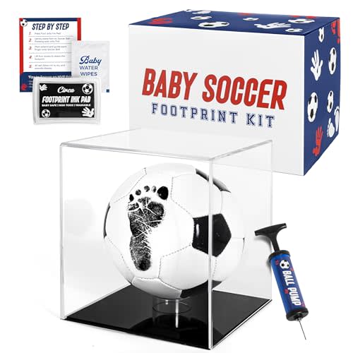 Circa Print Baby Soccer Ball Handprint Kit, Ink Pad for Hand and Footprints - Unique Keepsake for Dads, Baby Shower Present for Moms, Newborn Gift