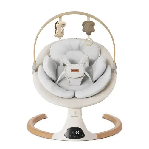 Baby Swings for Infants, Monamii Baby Swing, Bluetooth Infant Swing with Music Speaker, 5 Speeds and Remote Control, Indoor & Outdoor Use (Beige)