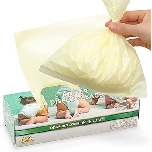 BOS, Odor-Sealing Dirty Diaper Trash Bags - Disposable Bags - Scent & Smell Free, 200Bags, (Color: Cream Yellow) (Pack of 1)