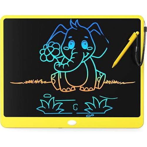 LCD Writing Tablet 16 Inch, Toys for 3 4 5 6 7 8 9Year Old Boys Girls, Colorful Doodle Board Drawing Tablet, Gift for Boys Age 3-12 Years, Memo Board, Drawing Pads with Lanyard (Yellow-16 Inch)