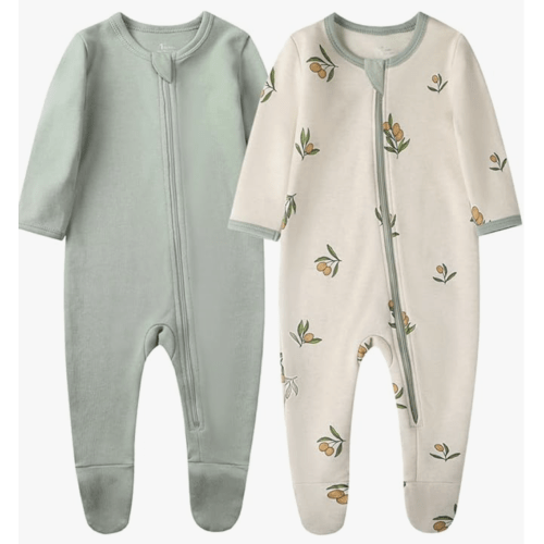 O2 BABY Baby Boys Girls Organic Cotton Zip-Front Sleeper Pajamas, Footed Sleep 'n Play